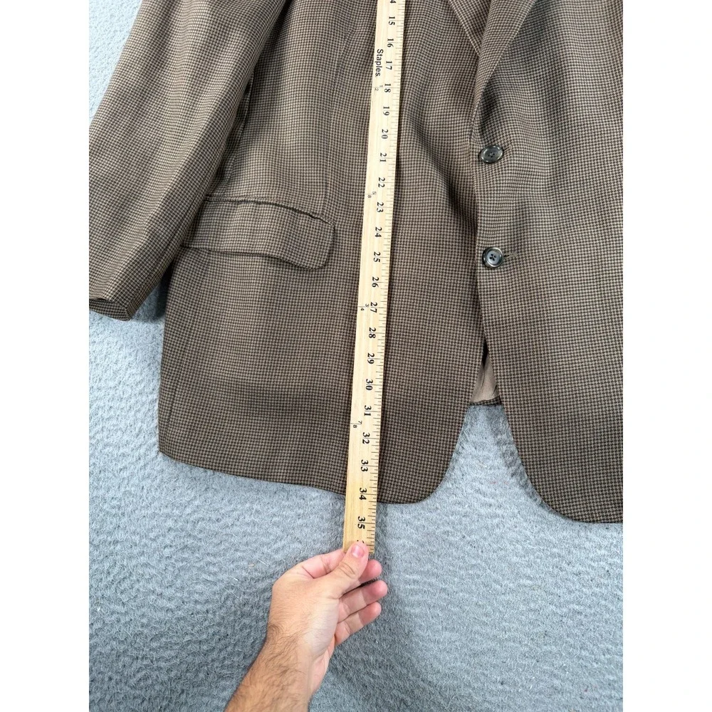 VTG Kilgour French Stanbury Blazer Mens Brown Wool Houndstooth Union Made Canada